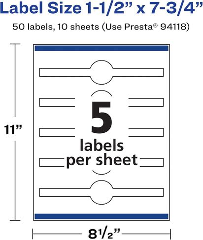 Avery Durable Waterproof Cigar Labels with Sure Feed, 1.5" x 7.75", 50 Oil and Tear-Resistant Waterproof Labels, Print-to-The-Edge, Laser/Pigment-Based Inkjet Printable Labels in Saudi Arabia