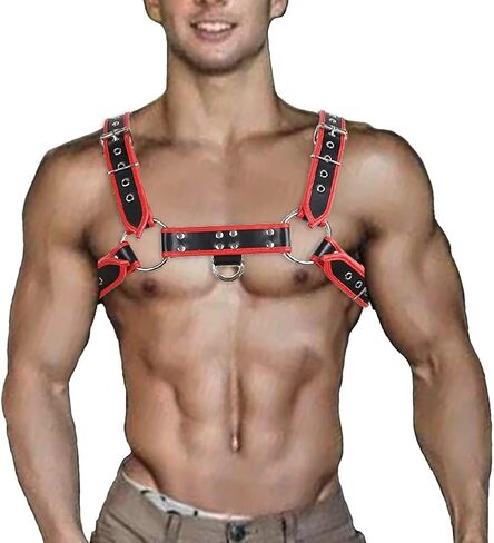 Adjustable Leather Body Chest Half Harness for MenPunk Style Belt with Buckle Closure - Durable and Stylish Design in Saudi Arabia