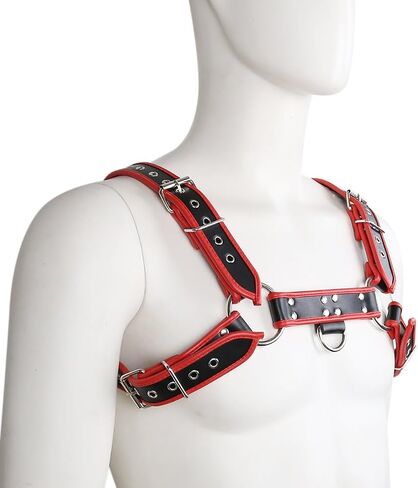 Adjustable Leather Body Chest Half Harness for MenPunk Style Belt with Buckle Closure - Durable and Stylish Design in Saudi Arabia