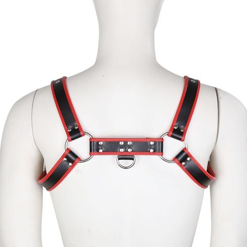 Adjustable Leather Body Chest Half Harness for MenPunk Style Belt with Buckle Closure - Durable and Stylish Design in Saudi Arabia