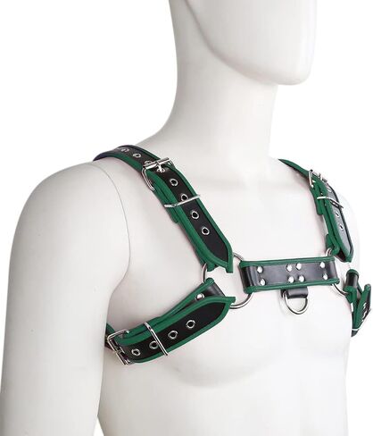 Adjustable Leather Body Chest Half Harness for MenPunk Style Belt with Buckle Closure - Durable and Stylish Design in Saudi Arabia