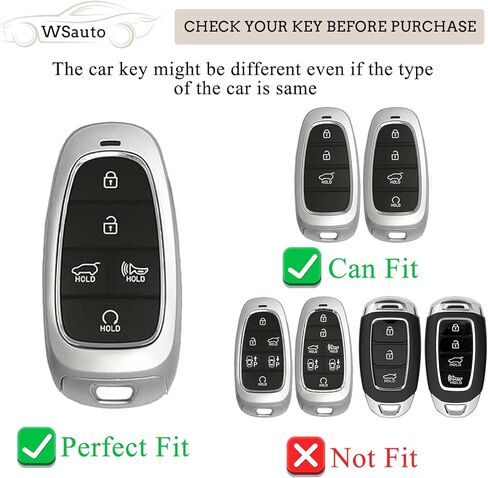 غطاء مفتاح Fob لملحقات Hyundai، حافظة مفاتيح مع سلسلة مفاتيح متوافقة مع Hyundai Sonata Palisade Santa Fe Cruz Tucson 2020-2023 المفتاح الذكي 5 أزرار أبيض in Saudi Arabia
