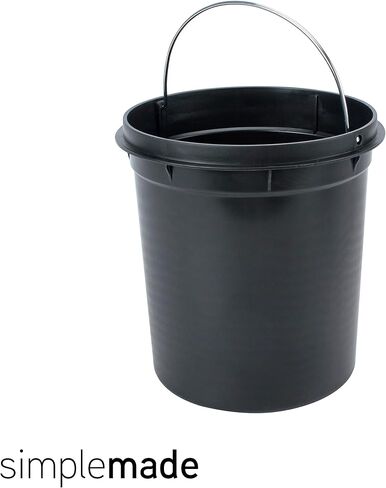 SIMPLEMADE Round Step Trash Can, Stainless Steel with Lid, Small Metal Wastebasket / Garbage Can For Bathroom, Office, Black, 5 Liter / 1.3 Gallon - in Saudi Arabia