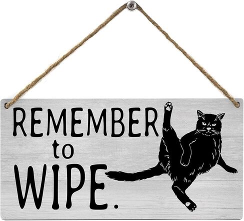 Remember to Wipe Funny Cat Wood Decor Sign,Cats Printed Wood Sign Wall Art,Wooden Sign Plaque Wall Hanging for Home Office Bathroom Kitchen Bedroom Garden 12x6 inch in Saudi Arabia
