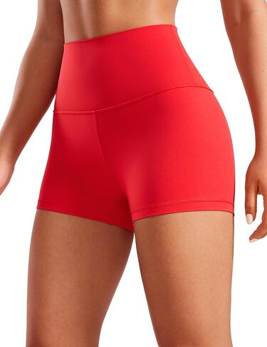 شورت CRZ YOGA للسيدات Butterluxe Biker مقاس 2.5 بوصة - شورت عالي الخصر لليوجا والجري والكرة الطائرة من الألياف اللدنة باللون الأحمر العميق مقاس كبير in Saudi Arabia