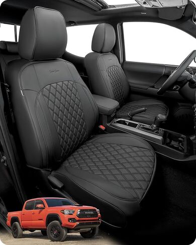 Seat Covers for Toyota Tacoma 2016-2023(Crew/Double Cab Only), Full Covered Faux Leather Seat Protectors Set for Tacoma 2016 2017 2018 2019 2020 2021 2022 2023 Car Accessories, Black in Saudi Arabia