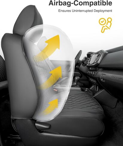 Seat Covers for Toyota Tacoma 2016-2023(Crew/Double Cab Only), Full Covered Faux Leather Seat Protectors Set for Tacoma 2016 2017 2018 2019 2020 2021 2022 2023 Car Accessories, Black in Saudi Arabia