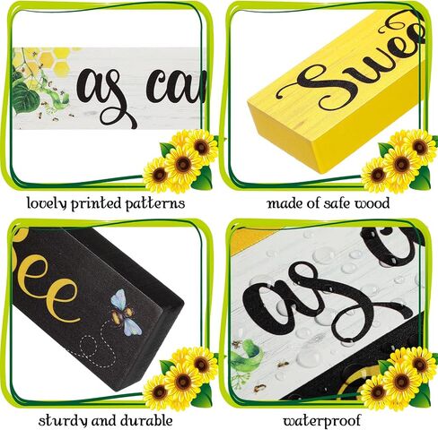 Sign Sunflower Tiered Tray Decor Tabletop Centerpiece for Summer Home Sweet as Can Trays Signs MDF Wood Sign Sunflower Gifts for House Kitchen Decor Wood Blocks Rustic Farmhouse Decor in Saudi Arabia