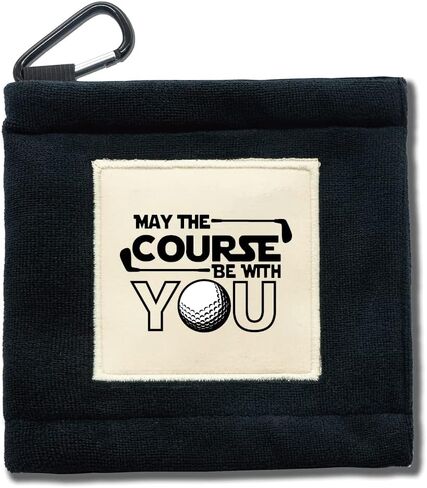 May The Course Funny Golf Ball Cleaning Towel Pocket, Golf Towel with Clip, Sweat Absorbent Wiping Cloth Cleaning Tool, Golf Accessories, Golf Gifts, Retirement Gift for Men Women in Saudi Arabia