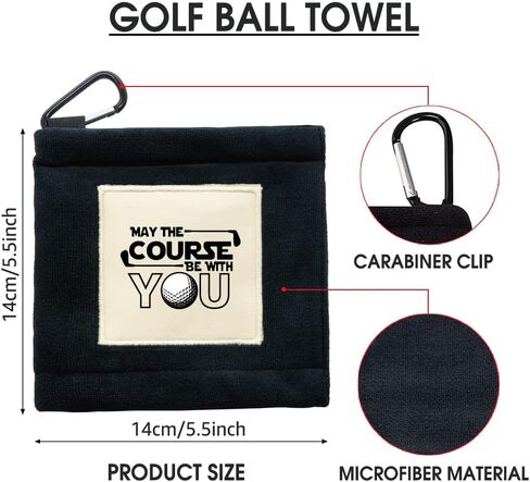 May The Course Funny Golf Ball Cleaning Towel Pocket, Golf Towel with Clip, Sweat Absorbent Wiping Cloth Cleaning Tool, Golf Accessories, Golf Gifts, Retirement Gift for Men Women in Saudi Arabia