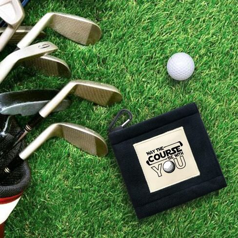 May The Course Funny Golf Ball Cleaning Towel Pocket, Golf Towel with Clip, Sweat Absorbent Wiping Cloth Cleaning Tool, Golf Accessories, Golf Gifts, Retirement Gift for Men Women in Saudi Arabia