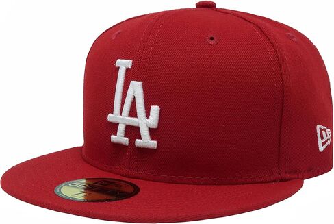 قبعة New Era 59Fifty MLB Basic Los Angeles Dodgers Scarlet Red مناسبة لأغطية الرأس (7 3/4) in Saudi Arabia
