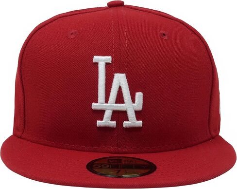 قبعة New Era 59Fifty MLB Basic Los Angeles Dodgers Scarlet Red مناسبة لأغطية الرأس (7 3/4) in Saudi Arabia