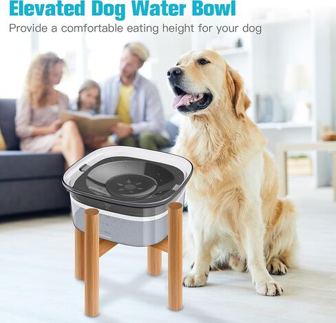 UPSKY 70oz وعاء مياه مرتفع للكلاب بدون انسكاب، وعاء كلب مرتفع 2 لتر وحدة تغذية مياه بطيئة مع حامل، سعة كبيرة مقاومة للانسكاب وموزع مياه للحيوانات الأليفة وعاء شرب بطيء للشاربين والقطط الفوضوية in Kuwait
