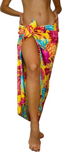 KING KAMEHA Hawaiian Sarong Pareo Beach Wrap For Women Funky Casual Bikini Cover Up Swimsuit Fruit Beach Surf Pineapple Print in Saudi Arabia