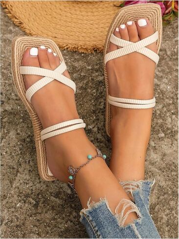 Verdusa Women's Vacation Summr Woven Flat Sandals Open Toe Sandals Slip On Slides in Saudi Arabia