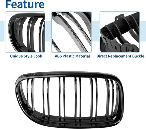 X AUTOHAUX الجبهة العلوي غطاء محرك السيارة الوفير مصبغة شواء لسيارات BMW E90 4 أبواب 2008-2011 الجبهة اليسرى اليمنى المصد العلوي الكلى مصبغة شواء شريحة مزدوجة لامعة زوج أسود in Saudi Arabia