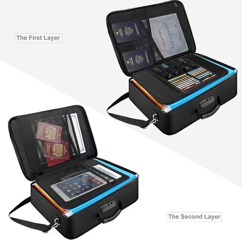 حقيبة مستندات تامفيل مع قفل، صندوق تخزين الكتب الهزلية، حقيبة تخزين مستندات مقاومة للحريق، حقيبة كبيرة لتنظيم الملفات، صندوق مستندات محمول، حامل ملفات تخزين متعدد الطبقات للمكتب in Kuwait