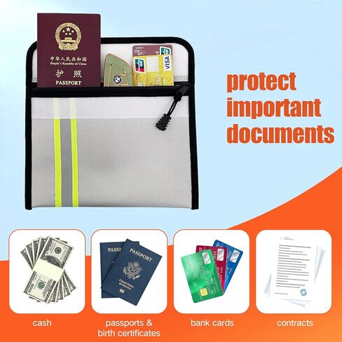 عبوتان من أكياس Oliman المقاومة للماء والمضادة للحريق (2000 درجة فهرنهايت)، تحمي المستندات المهمة، حقيبة آمنة مقاومة للماء مقاومة للحريق، حقيبة مستندات مقاومة للحريق. تخزين آمن للنقود والمجوهرات والمستندات القانونية (فضي) in Kuwait