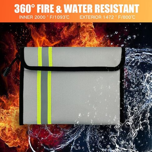 عبوتان من أكياس Oliman المقاومة للماء والمضادة للحريق (2000 درجة فهرنهايت)، تحمي المستندات المهمة، حقيبة آمنة مقاومة للماء مقاومة للحريق، حقيبة مستندات مقاومة للحريق. تخزين آمن للنقود والمجوهرات والمستندات القانونية (فضي) in Kuwait