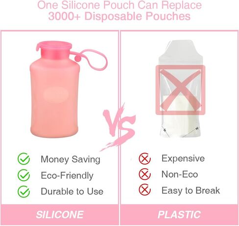 Morlike Silicone Milk Storage Bags, Reusable Breastmilk Containers for Breastfeeding, 9oz/270ml Breast Milk Saver, Leakproof Milk Freezer Pouches, BPA Free (Blue, 2 Pack) in Saudi Arabia