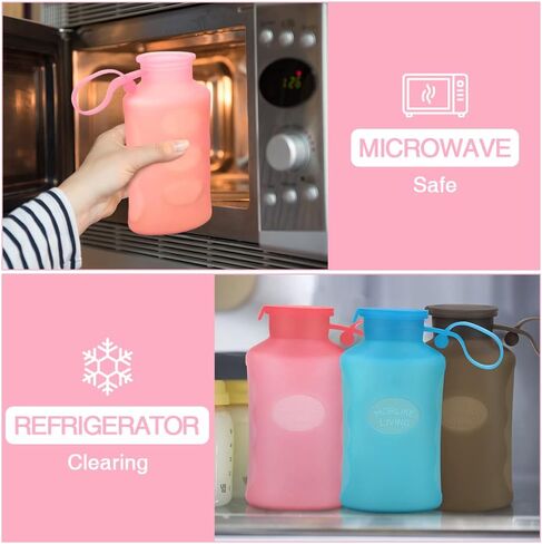 Morlike Silicone Milk Storage Bags, Reusable Breastmilk Containers for Breastfeeding, 9oz/270ml Breast Milk Saver, Leakproof Milk Freezer Pouches, BPA Free (Blue, 2 Pack) in Saudi Arabia
