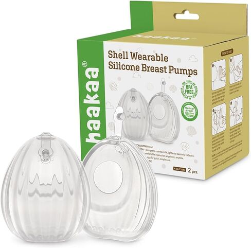 HAAKAA Shell Wearable Hands-Free Manual Breast Pump/Milk Collector – Medical-Grade Silicone – Compact, Portable & Discreet – Leak-Proof Valve 4 oz 2PK in Saudi Arabia