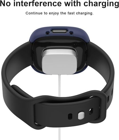 Meliya 4-Pack Screen Protector Tempered Glass Case for Fitbit Sense 2 / Versa 4, Full Around Hard PC Case with Sensitive Touch Film Protective Case (Black+Clear+Navy Blue+Silver) in Saudi Arabia