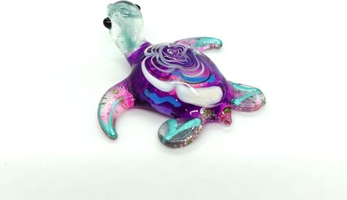 Sea Turtle Tiny Blown Glass Figurines Animals Art Collectible Handmade Gift Home Décor (Black White) in Saudi Arabia