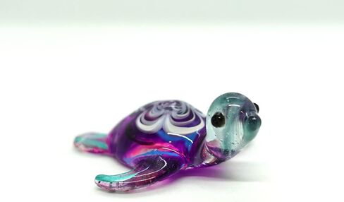 Sea Turtle Tiny Blown Glass Figurines Animals Art Collectible Handmade Gift Home Décor (Black White) in Saudi Arabia