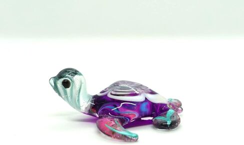 Sea Turtle Tiny Blown Glass Figurines Animals Art Collectible Handmade Gift Home Décor (Black White) in Saudi Arabia