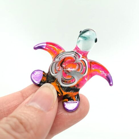 Sea Turtle Tiny Blown Glass Figurines Animals Art Collectible Handmade Gift Home Décor (Black White) in Saudi Arabia
