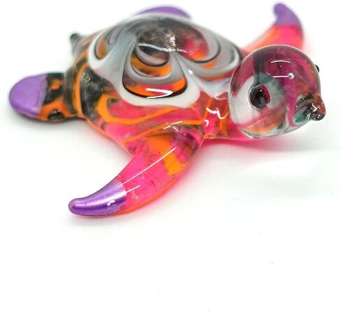 Sea Turtle Tiny Blown Glass Figurines Animals Art Collectible Handmade Gift Home Décor (Black White) in Saudi Arabia