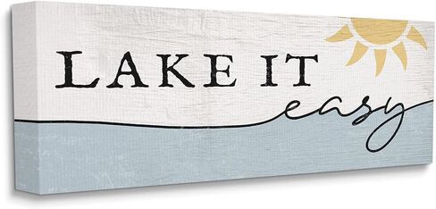 Stupell Industries Nautical Pun Lake It Easy Phrase Sunny Water, Designed by Daphne Polselli Wall Plaque, 7 x 17, Off- White in Saudi Arabia