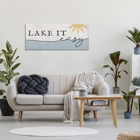 Stupell Industries Nautical Pun Lake It Easy Phrase Sunny Water, Designed by Daphne Polselli Wall Plaque, 7 x 17, Off- White in Saudi Arabia