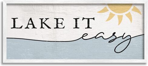 Stupell Industries Nautical Pun Lake It Easy Phrase Sunny Water, Designed by Daphne Polselli Wall Plaque, 7 x 17, Off- White in Saudi Arabia