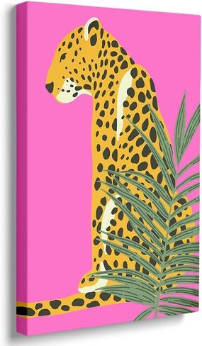 Odeyina Modern Canvas Print Wall Art,Contemporary You're My Perfect Match Tiger Retro Vintage Poster Funky Art Decorative for Living Room Bedroom Bathroom Office-12 x16 Pink Orange in Saudi Arabia