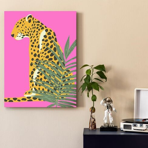 Odeyina Modern Canvas Print Wall Art,Contemporary You're My Perfect Match Tiger Retro Vintage Poster Funky Art Decorative for Living Room Bedroom Bathroom Office-12 x16 Pink Orange in Saudi Arabia
