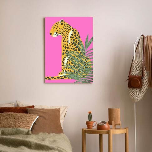 Odeyina Modern Canvas Print Wall Art,Contemporary You're My Perfect Match Tiger Retro Vintage Poster Funky Art Decorative for Living Room Bedroom Bathroom Office-12 x16 Pink Orange in Saudi Arabia
