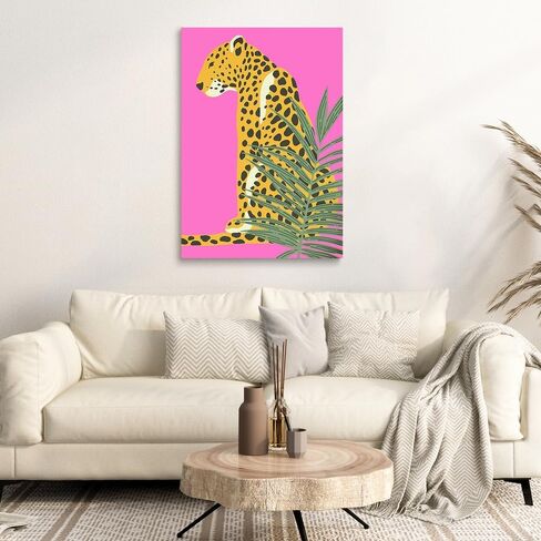 Odeyina Modern Canvas Print Wall Art,Contemporary You're My Perfect Match Tiger Retro Vintage Poster Funky Art Decorative for Living Room Bedroom Bathroom Office-12 x16 Pink Orange in Saudi Arabia