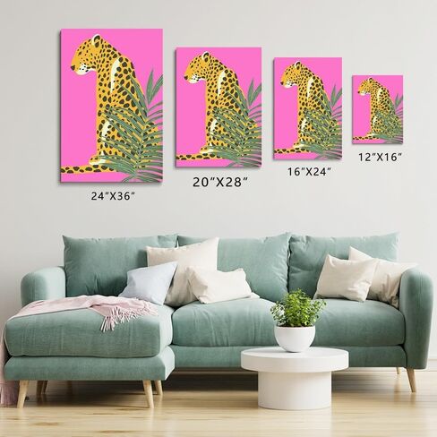 Odeyina Modern Canvas Print Wall Art,Contemporary You're My Perfect Match Tiger Retro Vintage Poster Funky Art Decorative for Living Room Bedroom Bathroom Office-12 x16 Pink Orange in Saudi Arabia