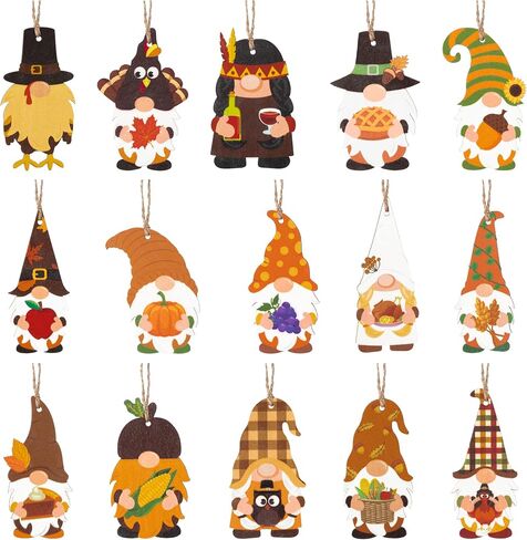 Haooryx 46Pcs Fall Autumn Watercolor Wood Hanging Ornament Festival Ornaments for Tree Wooden Pumpkin Maple Leaves Decoration Christmas Theme Party Favor Supplies Gift Box Tag Home Wall Tree Decor in Saudi Arabia