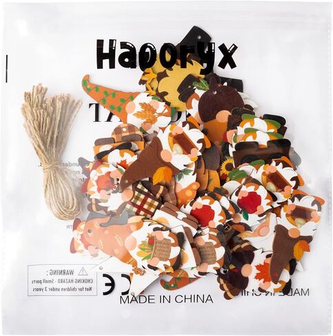 Haooryx 46Pcs Fall Autumn Watercolor Wood Hanging Ornament Festival Ornaments for Tree Wooden Pumpkin Maple Leaves Decoration Christmas Theme Party Favor Supplies Gift Box Tag Home Wall Tree Decor in Saudi Arabia