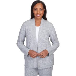 Alfred Dunner Women's Casual Open Front Cardigan Size M Grey