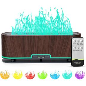 Colorful Essential Oil Diffuser, Upgraded 7 Flame Air Aroma Diffuser Humidifier, Noiseless Aromatherapy Diffuser for Office,Home,Yoga with Timer & Auto-Off Protection 200mL (Deep Brown)