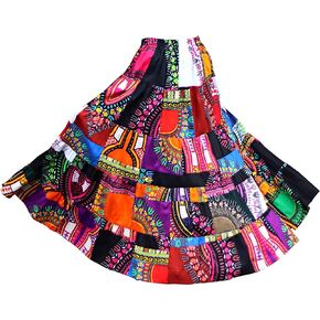 تنورة DA'IKI طويلة واسعة ومتدرجة من أفريقيا Dashiki بخصر مطاطي طويل مرقع ومختلط