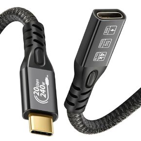 20Gbps USB C 3.2 Extension Cable, USBC 3.2 Gen2 Type-c Male to Female Extender Cable Ultra HD 4K@60Hz 240W Charging 20Gbps Data Transfer Compatible with External SSD eGPU (Extension 20G 240W-2M)