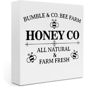 Inspirational Bee Decor Bee Gifts Wood Box Sign 5 x 5 Inches Desk Decor for Tiered Tray Table Shelf Rustic Country Wooden Square Sign Decor Summer Decorations for Home Nursery Farmhouse Playroom