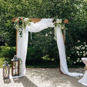 Wedding Arch Draping Fabric, 63" x 26Ft White Wedding Arch Drapes Tulle Fabric Drapery Sheer Backdrop Curtains for Wedding Ceremony Arch Stage Party Ceiling Décor