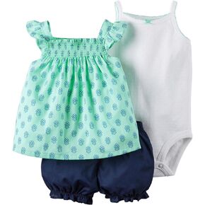 Carter's baby-girls Girl Diaper Cover Set Mint Geo Print